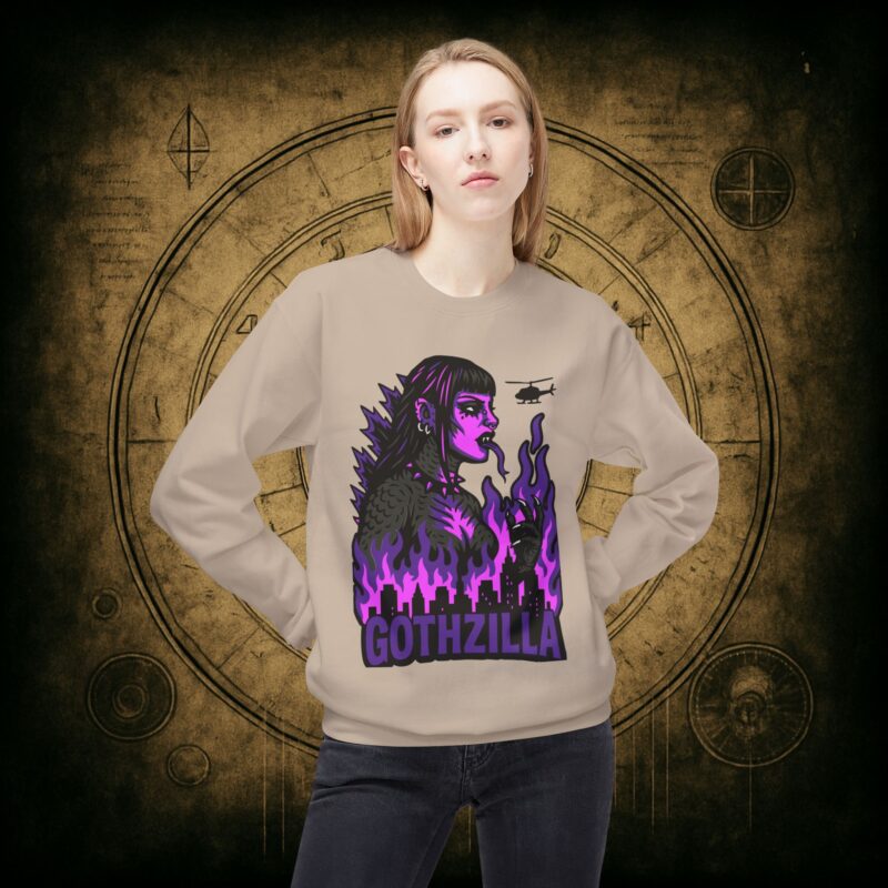 Gothzilla (Purple) Unisex Sweatshirt - Image 14