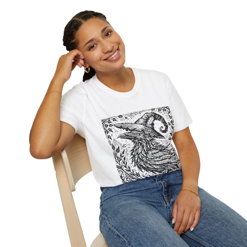 Woodcut Raven Unisex T-shirt - Image 20