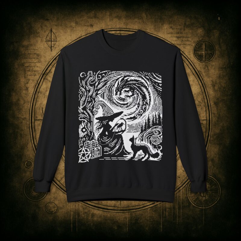 Woodcut Stitch Witch Unisex Sweatshirt - Image 13