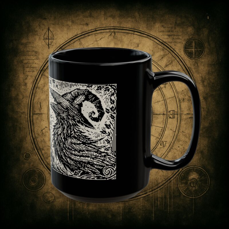 Woodcut Raven Ceramic Mug - Image 7