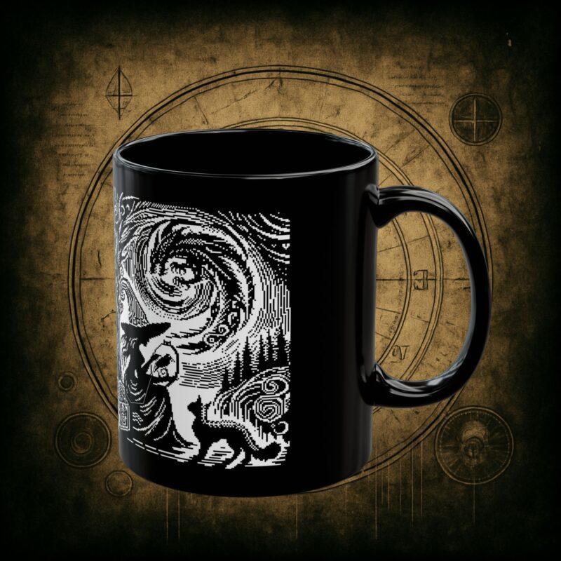 Woodcut Stitch Witch Ceramic Mug - Image 2