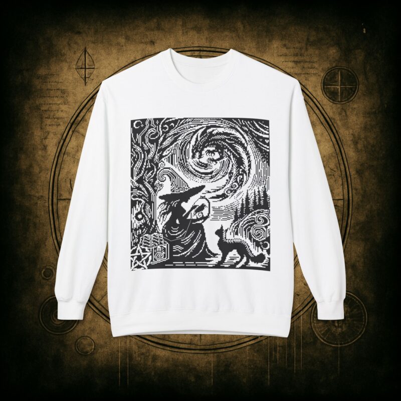 Woodcut Stitch Witch Unisex Sweatshirt - Image 7
