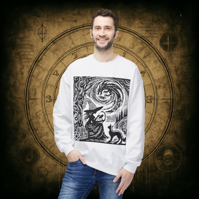 Woodcut Stitch Witch Unisex Sweatshirt - Image 9