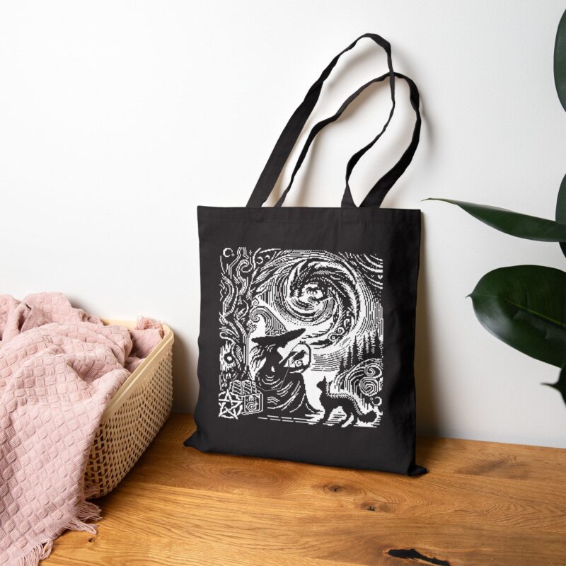Woodcut Stitch Witch Tote Bag - Image 6