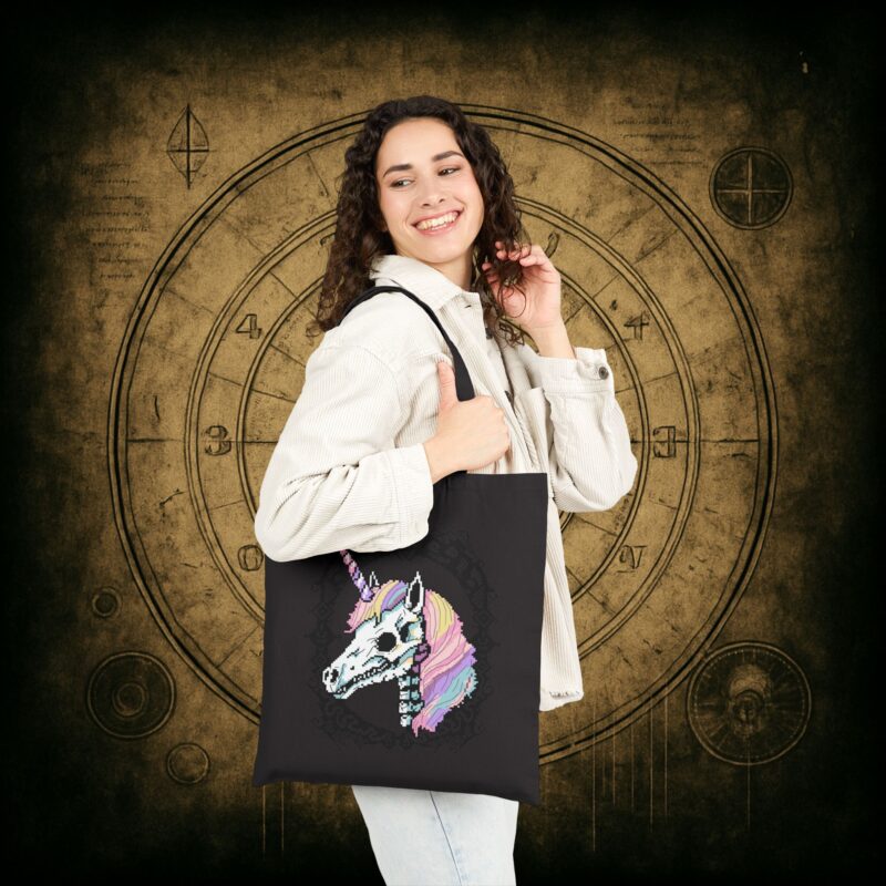 Pastel Goth Skeleton Unicorn Tote Bag - Image 9