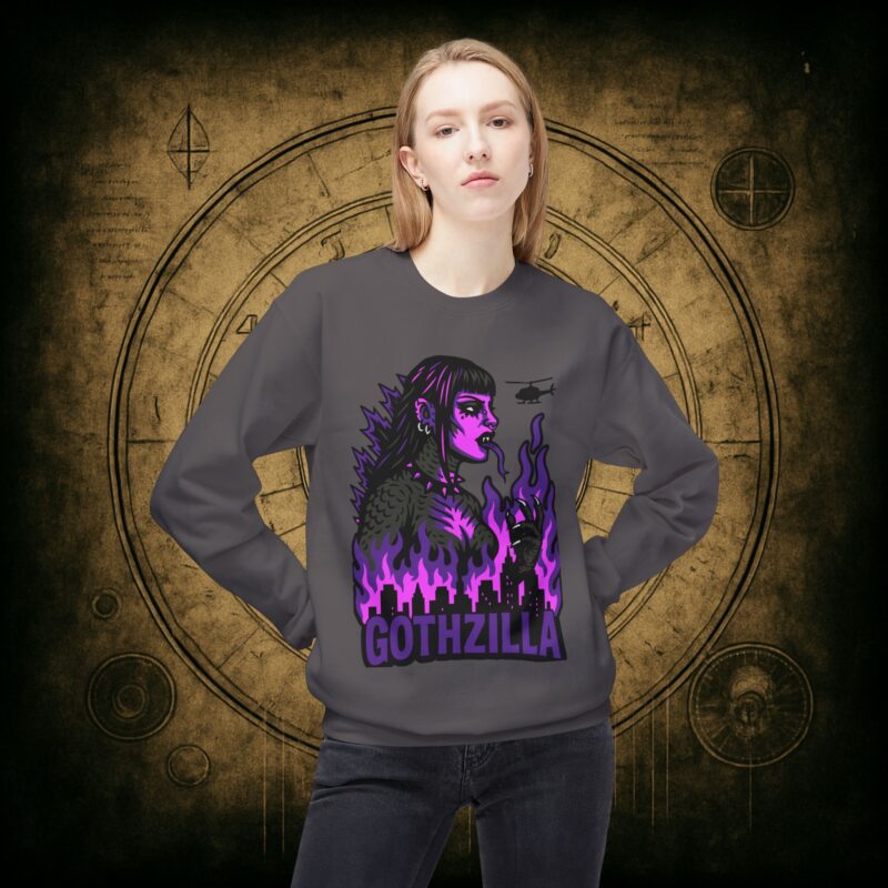 Gothzilla (Purple) Unisex Sweatshirt - Image 29