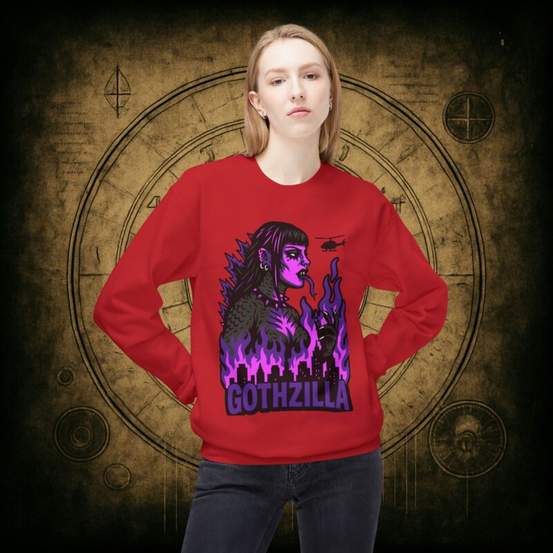 Gothzilla (Purple) Unisex Sweatshirt - Image 5