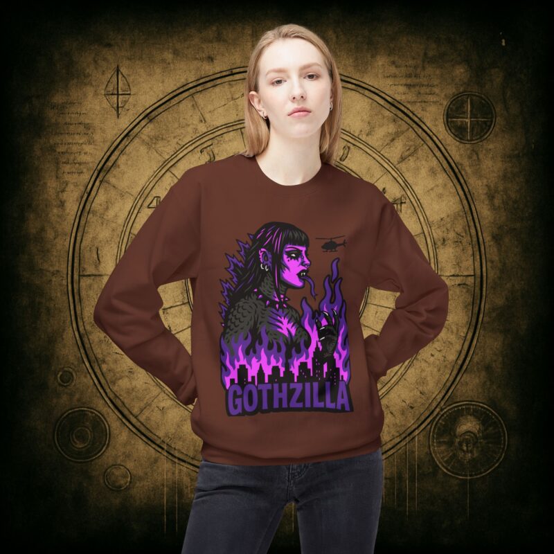 Gothzilla (Purple) Unisex Sweatshirt - Image 11