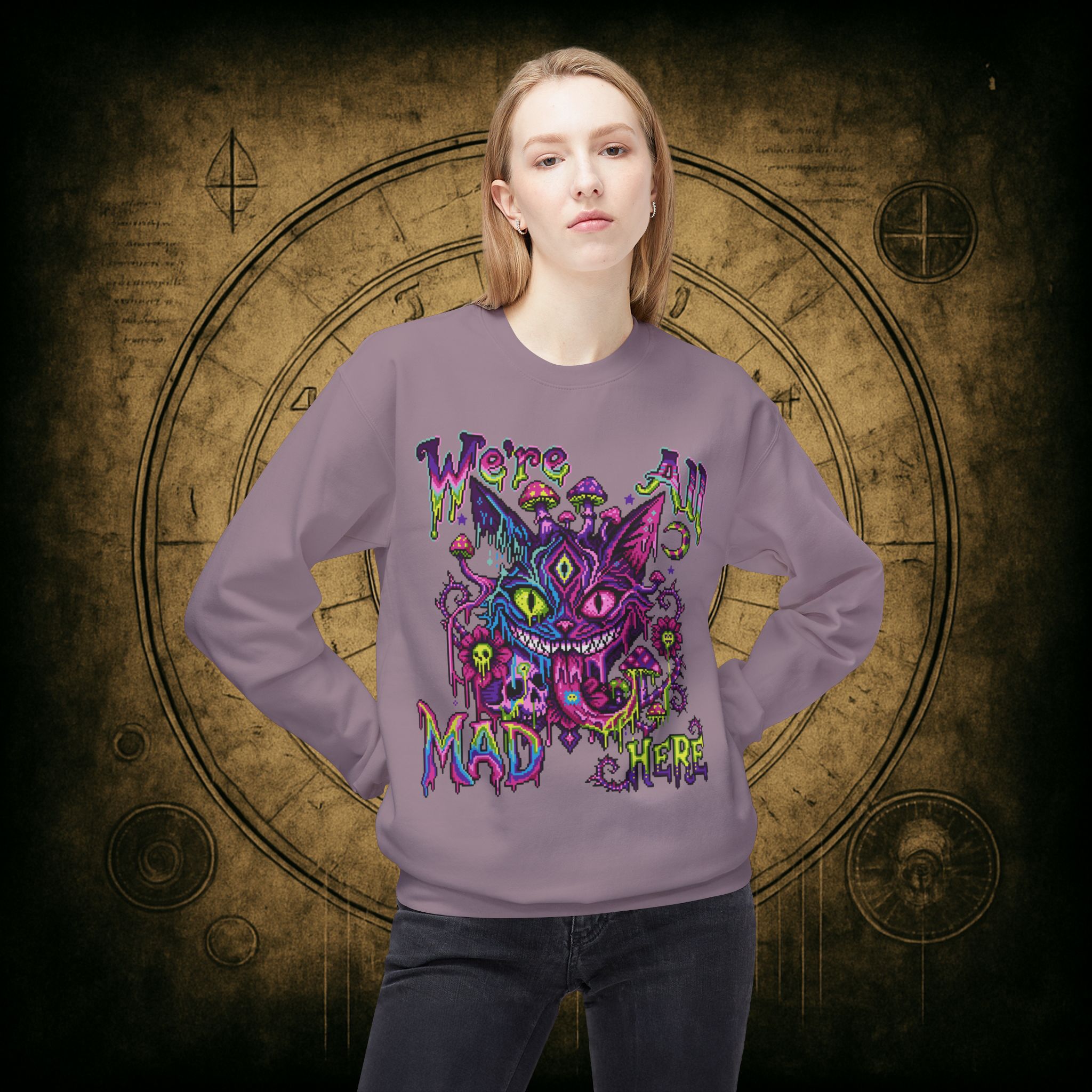 We’re All Mad Here Cheshire Cat Unisex Sweatshirt - Image 50