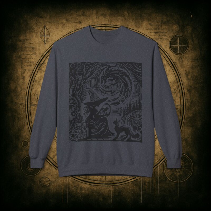 Woodcut Stitch Witch Unisex Sweatshirt - Image 19