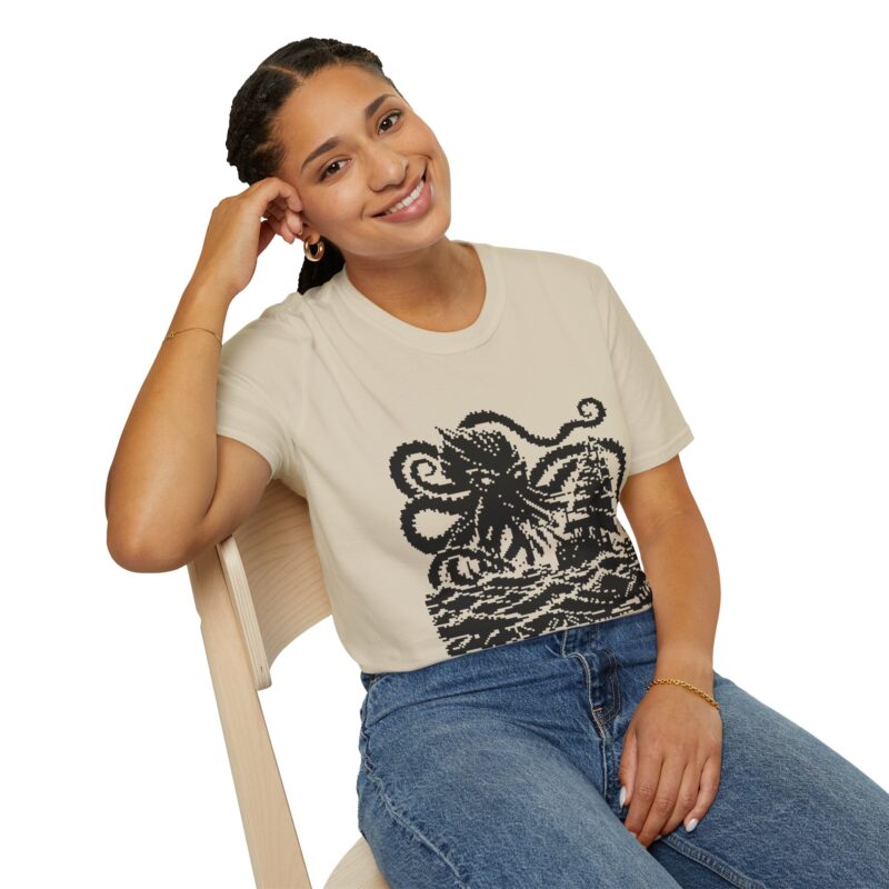 Woodcut Kraken Unisex T-shirt - Image 4