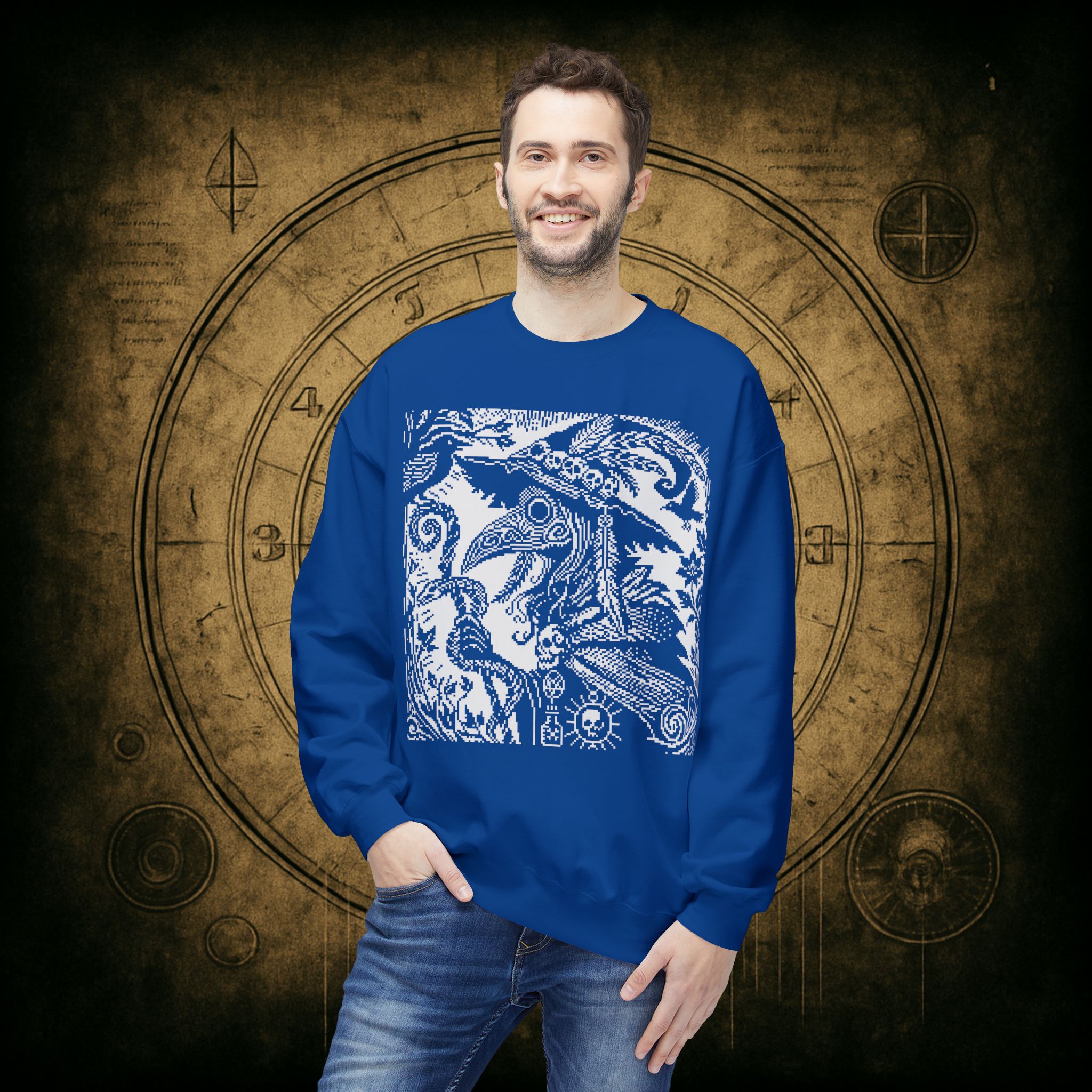 Woodcut Plague Doctor Witch Sweatshirt - Image 43