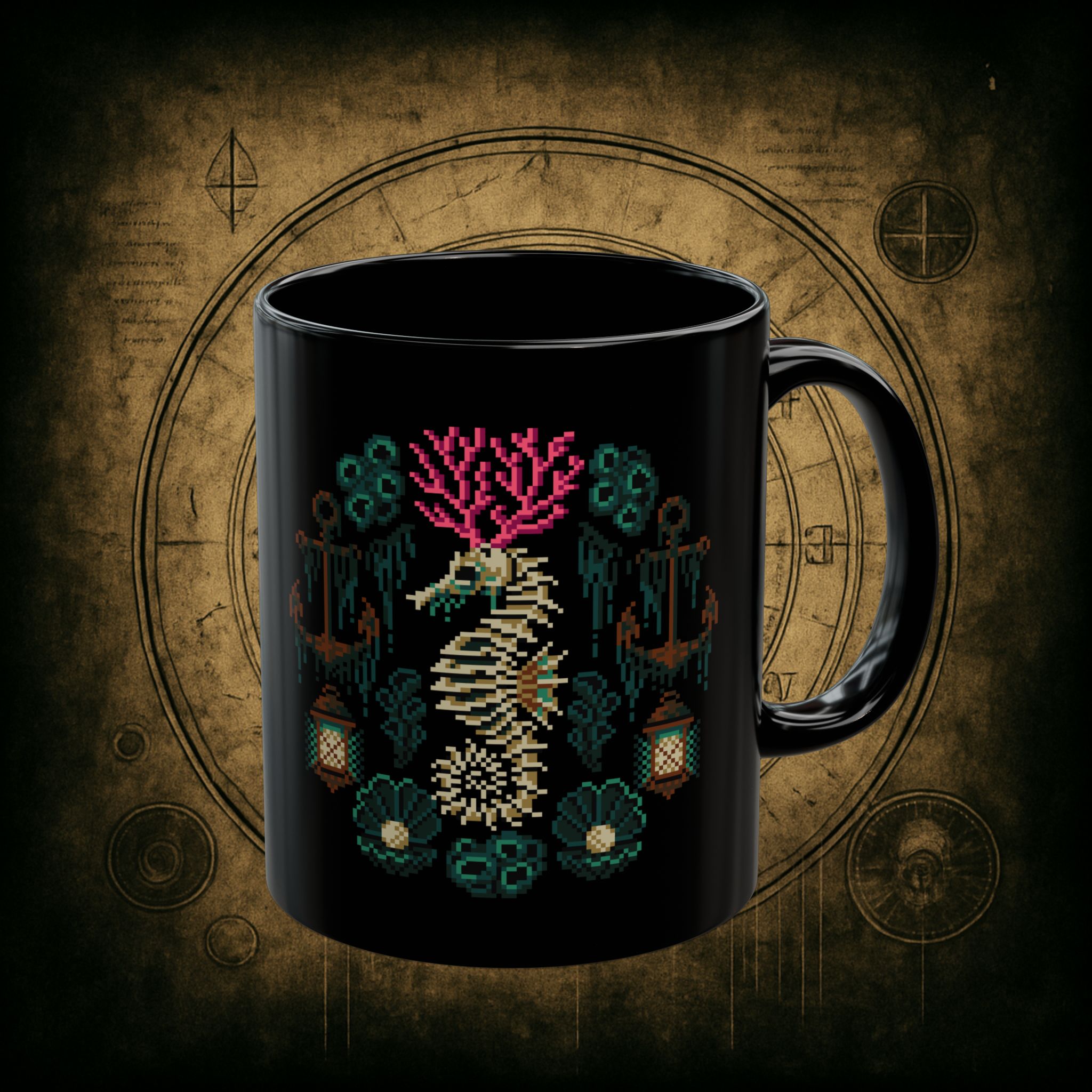 Coral Seahorse Ceramic Mug