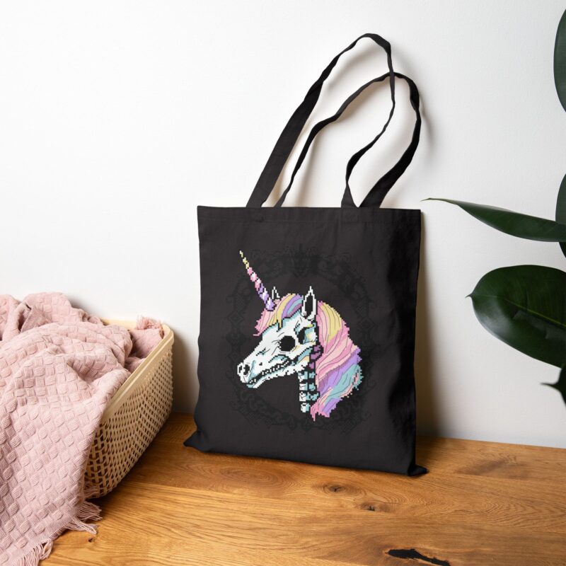 Pastel Goth Skeleton Unicorn Tote Bag - Image 12