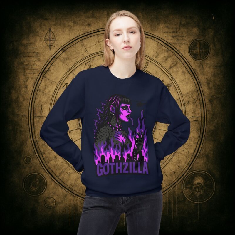 Gothzilla (Purple) Unisex Sweatshirt - Image 35