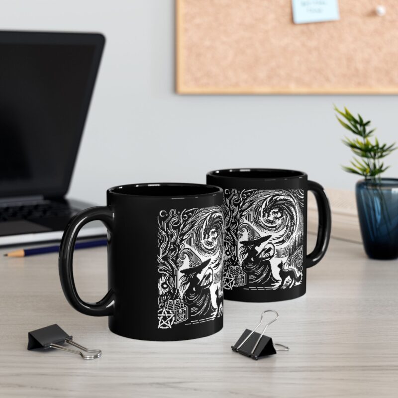 Woodcut Stitch Witch Ceramic Mug - Image 5