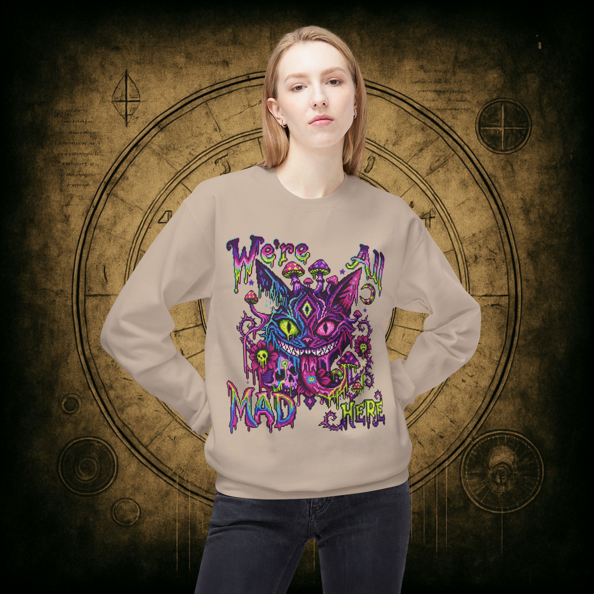 We’re All Mad Here Cheshire Cat Unisex Sweatshirt - Image 18