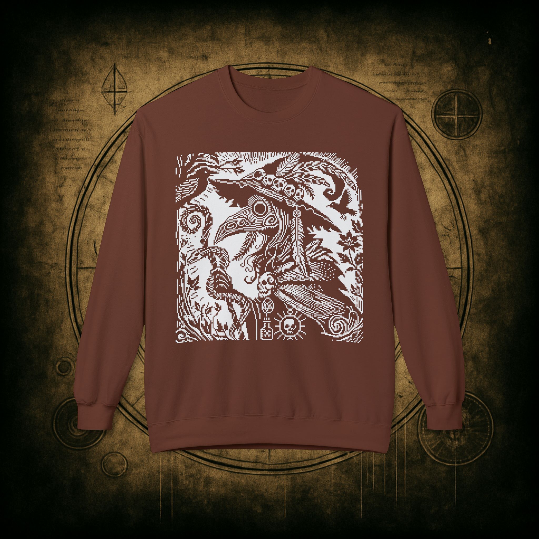 Woodcut Plague Doctor Witch Sweatshirt - Image 17