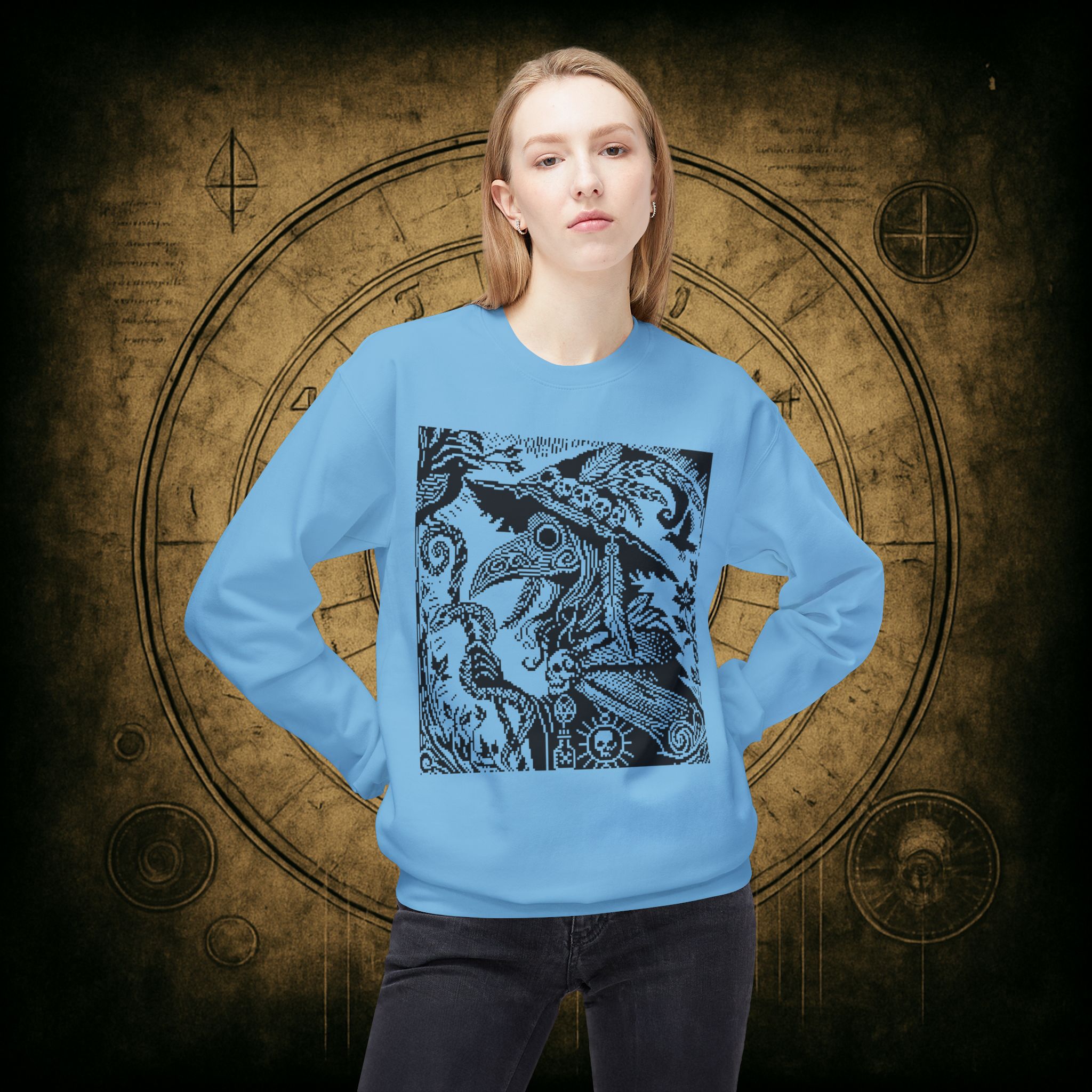 Woodcut Plague Doctor Witch Sweatshirt - Image 30