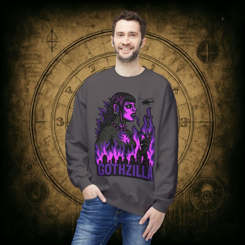 Gothzilla (Purple) Unisex Sweatshirt - Image 30