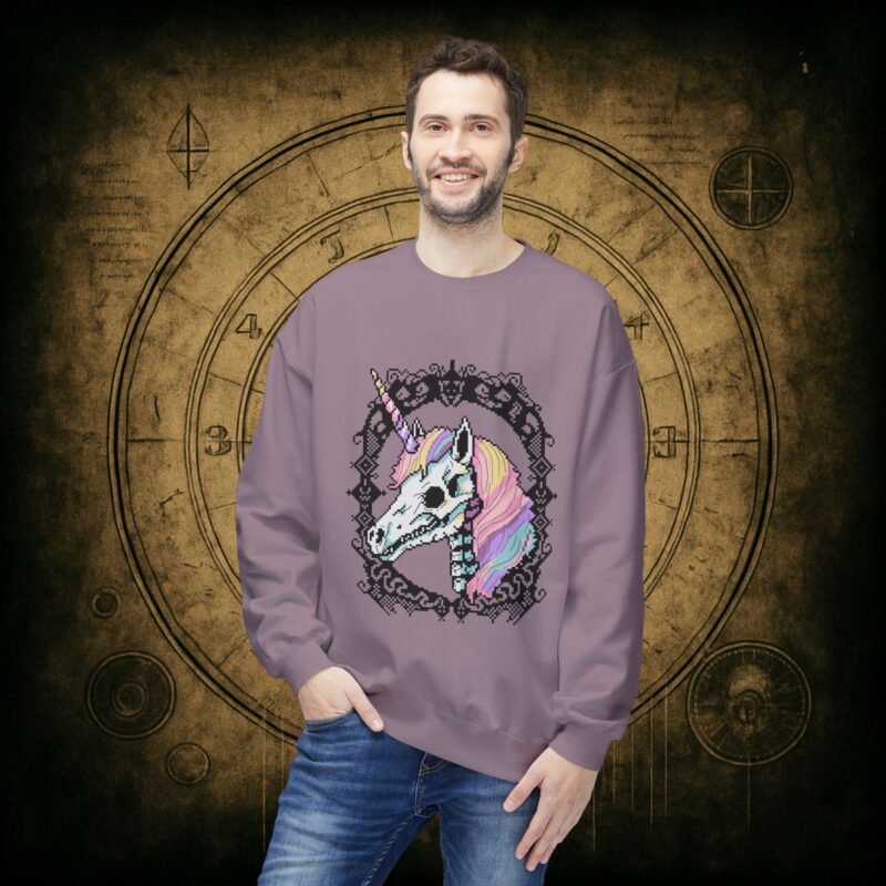 Pastel Goth Skeleton Unicorn Unisex Sweatshirt - Image 39
