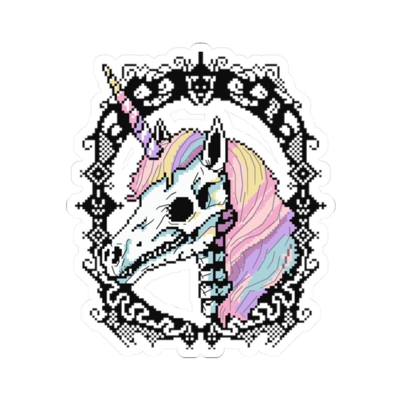 Pastel Goth Skeleton Unicorn Kiss-Cut Sticker - Image 7