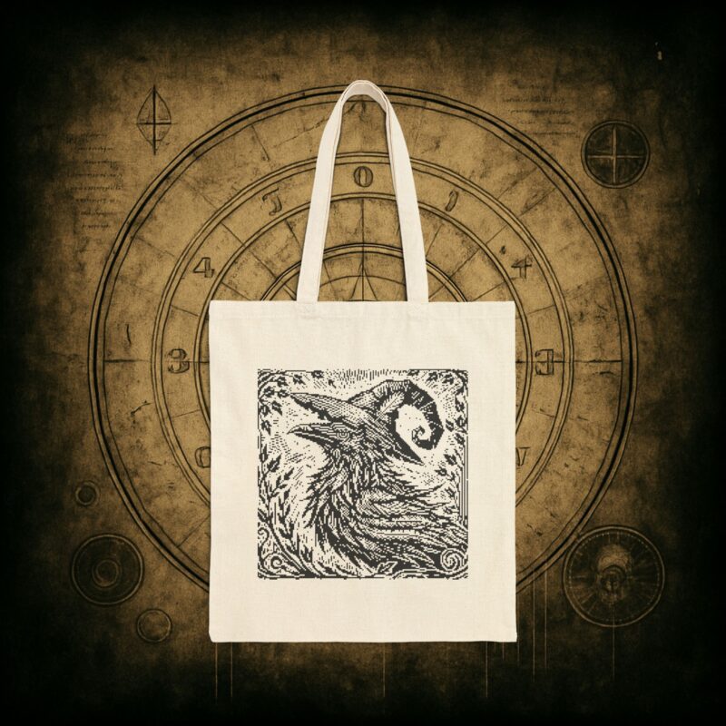Woodcut Raven Tote Bag - Image 7