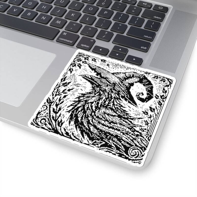 Woodcut Raven Kiss-Cut Sticker - Image 2