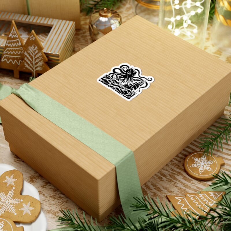 Woodcut Kraken Kiss-Cut Sticker - Image 9