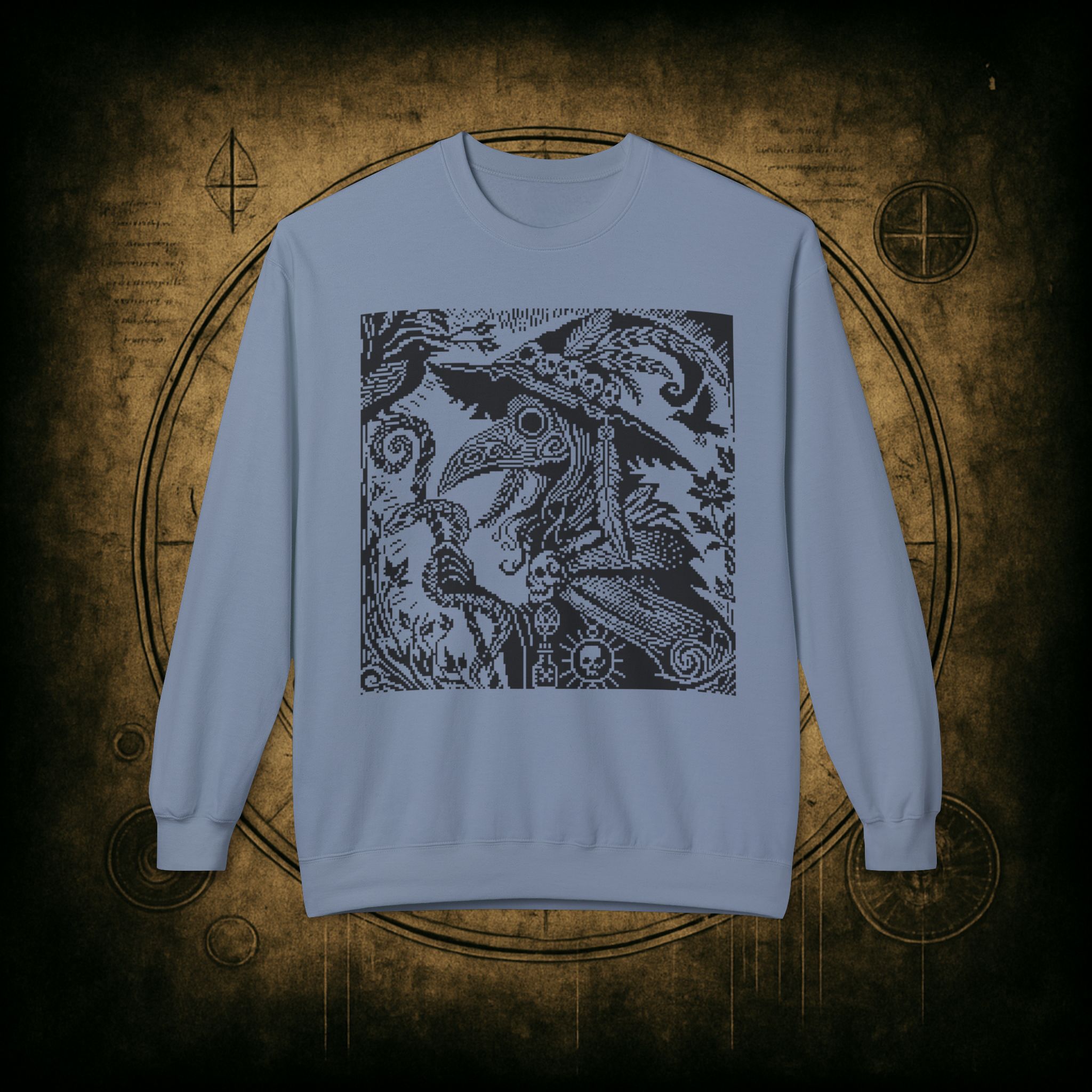 Woodcut Plague Doctor Witch Sweatshirt - Image 33