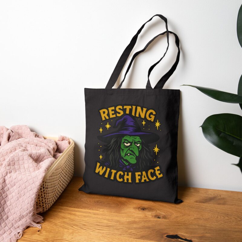 Resting Witch Face Tote Bag - Image 6