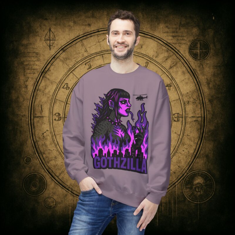 Gothzilla (Purple) Unisex Sweatshirt - Image 39