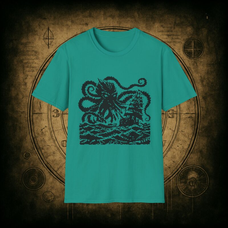 Woodcut Kraken Unisex T-shirt - Image 43