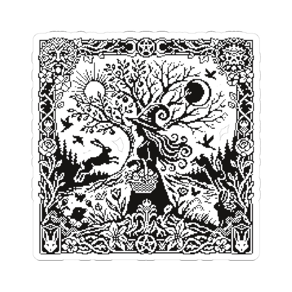 Ostara Witch White Kiss-Cut Sticker