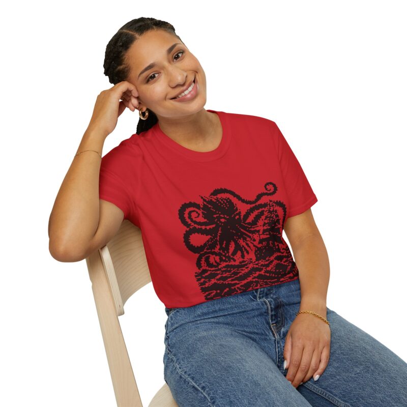 Woodcut Kraken Unisex T-shirt - Image 71