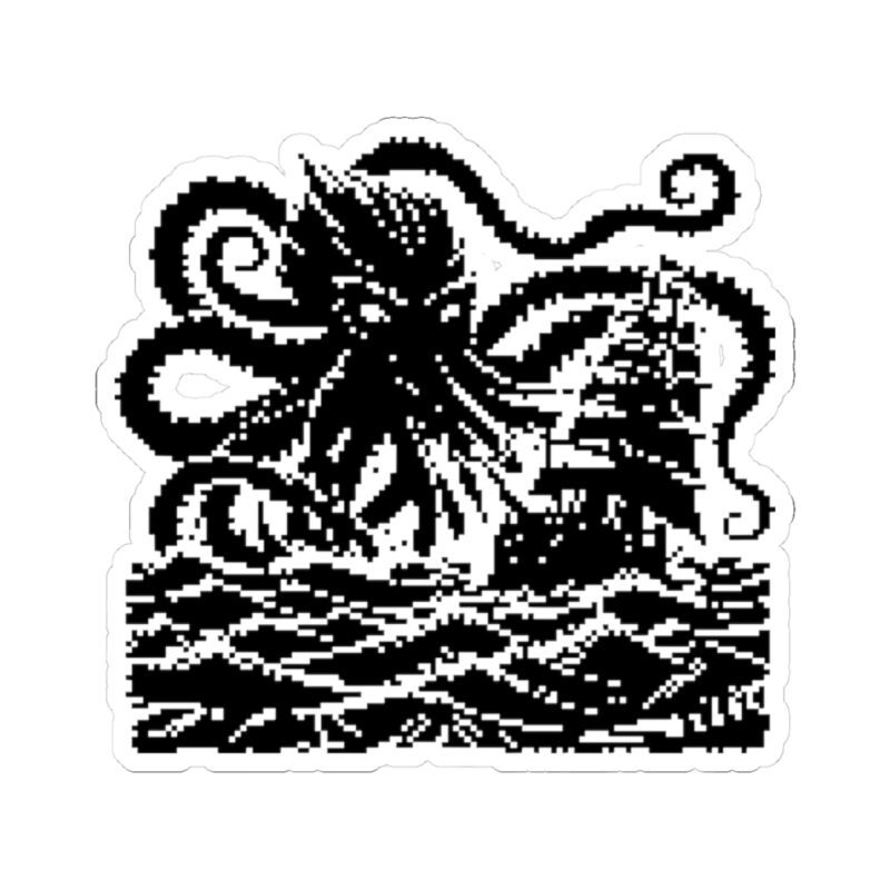 Woodcut Kraken Kiss-Cut Sticker - Image 13