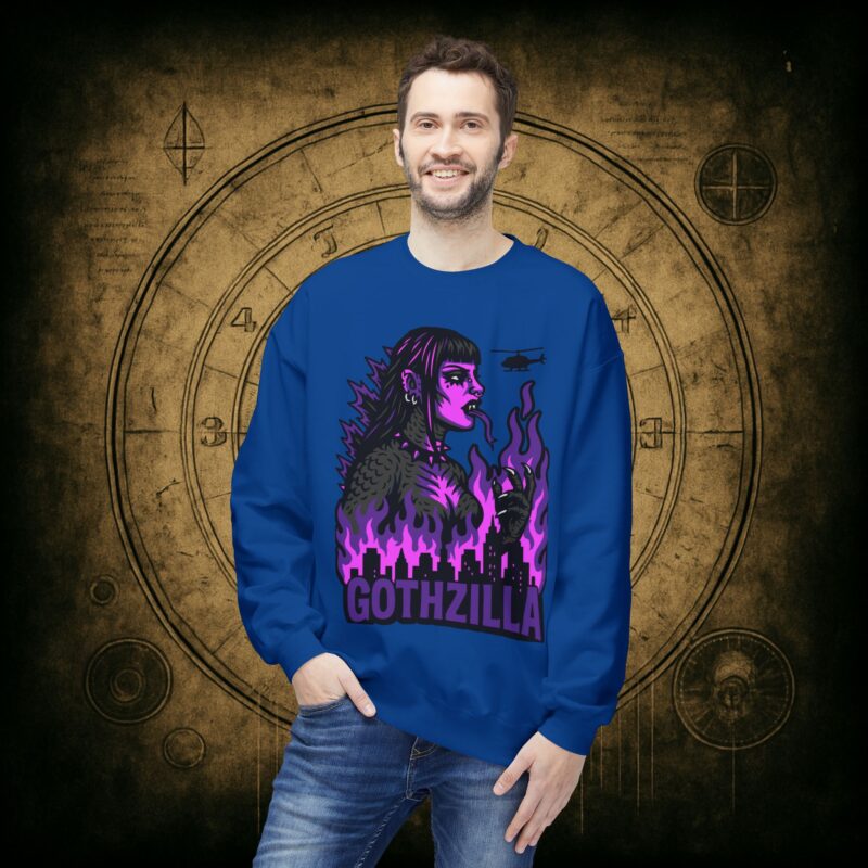 Gothzilla (Purple) Unisex Sweatshirt - Image 33