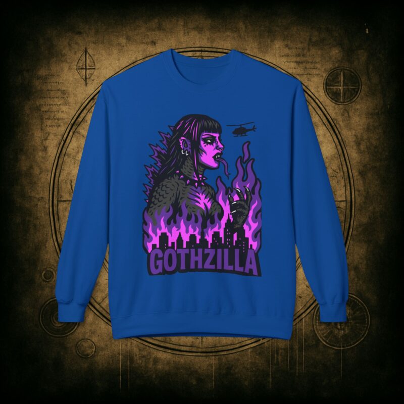 Gothzilla (Purple) Unisex Sweatshirt - Image 31