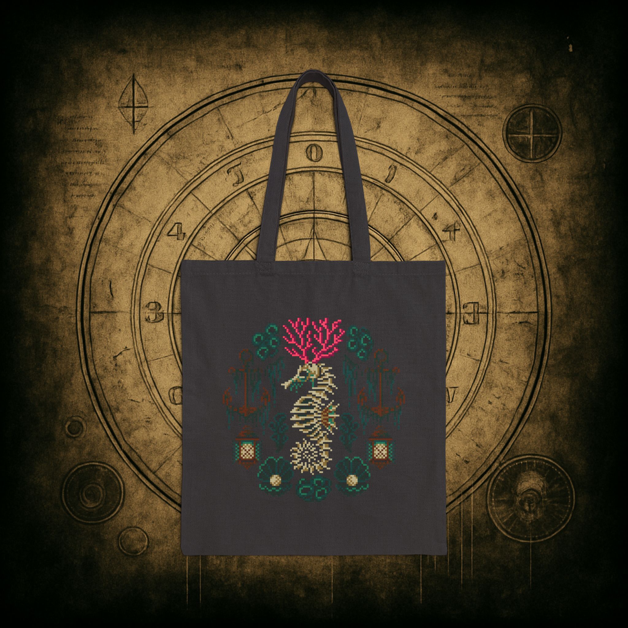 Coral Seahorse Tote Bag