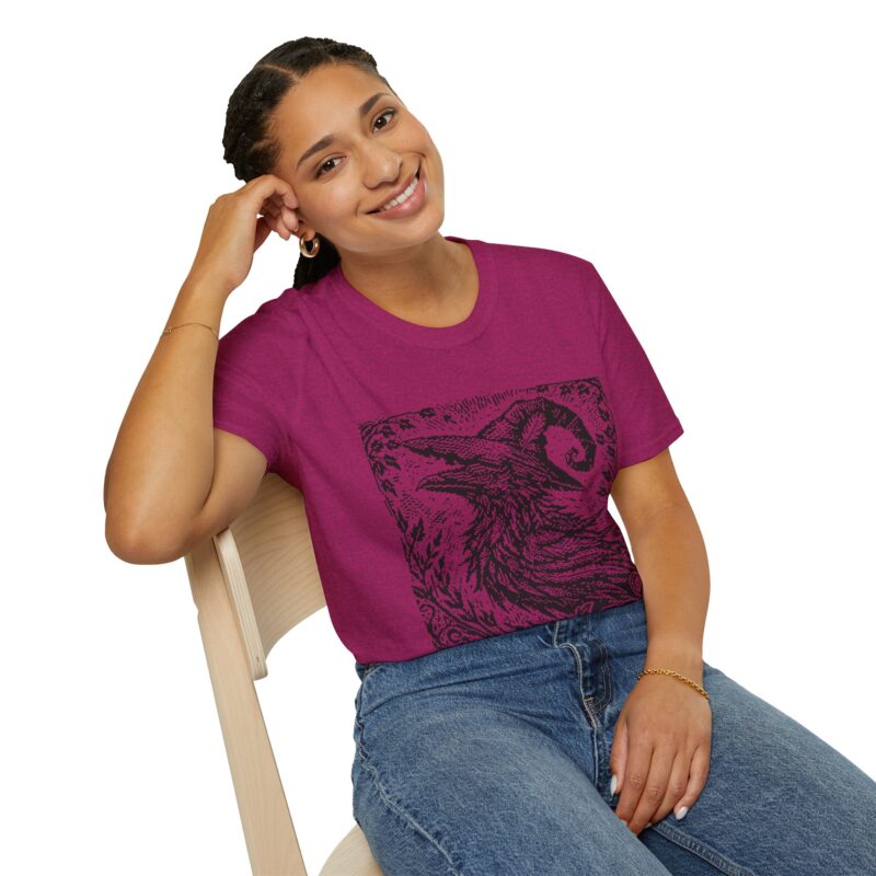 Woodcut Raven Unisex T-shirt - Image 41