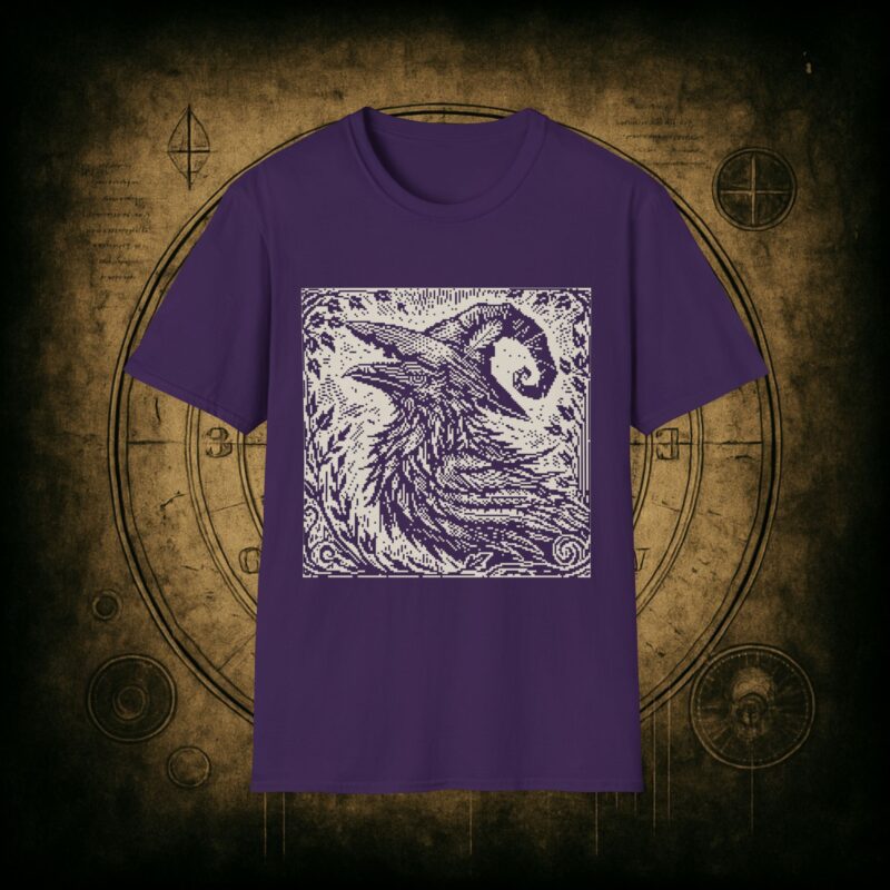 Woodcut Raven Unisex T-shirt - Image 58