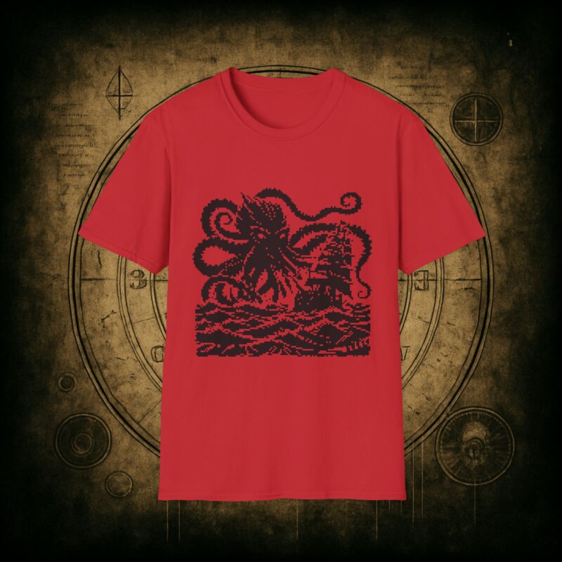 Woodcut Kraken Unisex T-shirt - Image 68