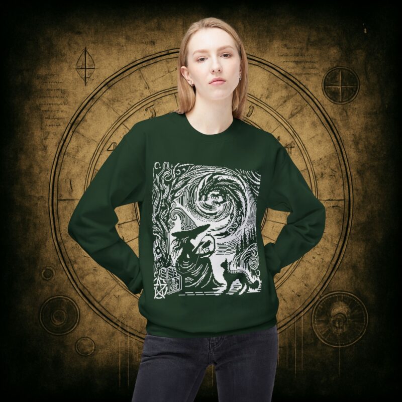 Woodcut Stitch Witch Unisex Sweatshirt - Image 17