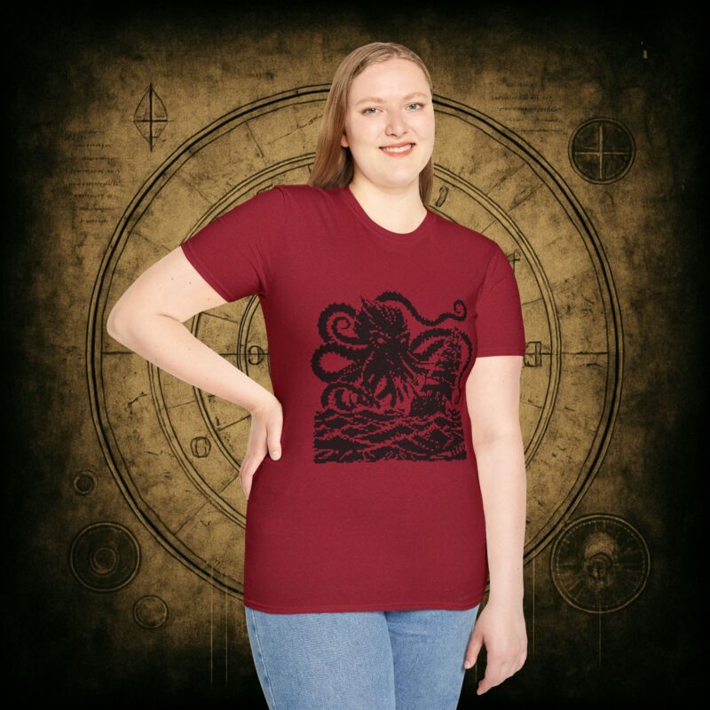 Woodcut Kraken Unisex T-shirt - Image 75