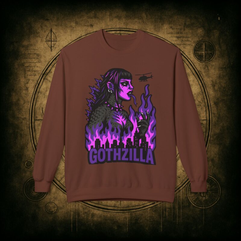 Gothzilla (Purple) Unisex Sweatshirt - Image 10