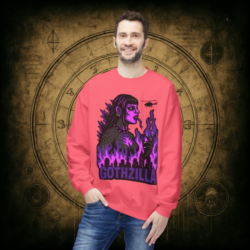 Gothzilla (Purple) Unisex Sweatshirt - Image 42