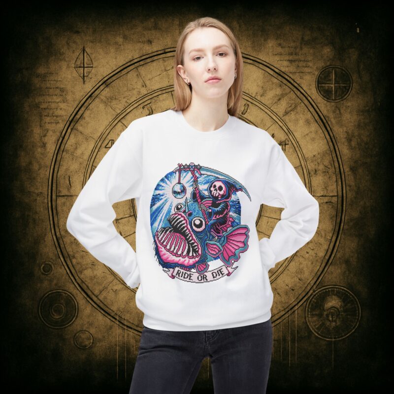 Ride or Die Angler Fish Unisex Sweatshirt - Image 8