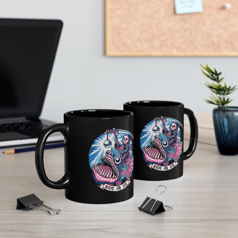 Ride or Die Angler Fish Ceramic Mug - Image 5