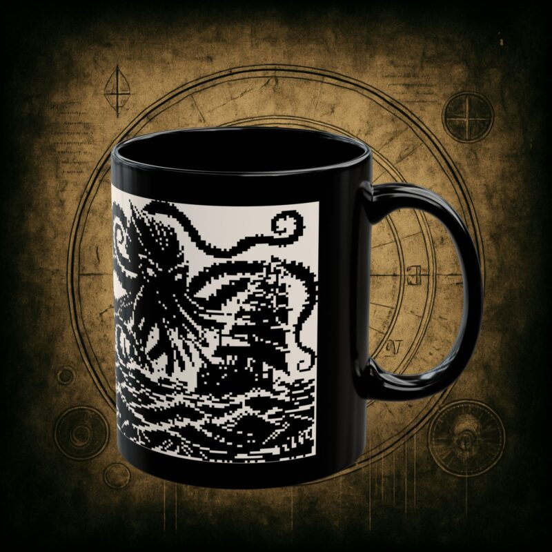 Woodcut Kraken Ceramic Mug - Image 2