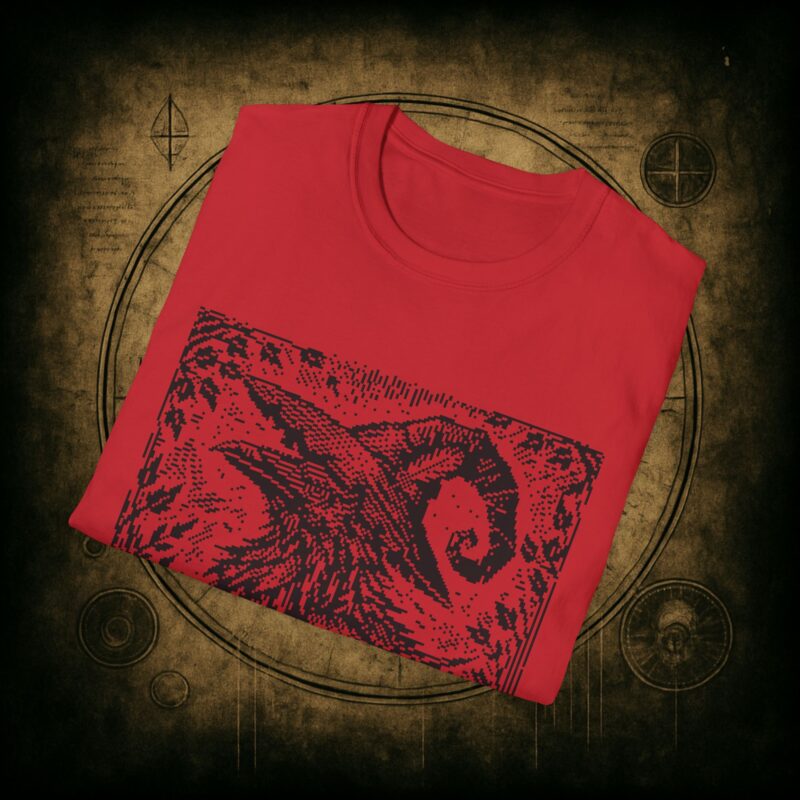 Woodcut Raven Unisex T-shirt - Image 69